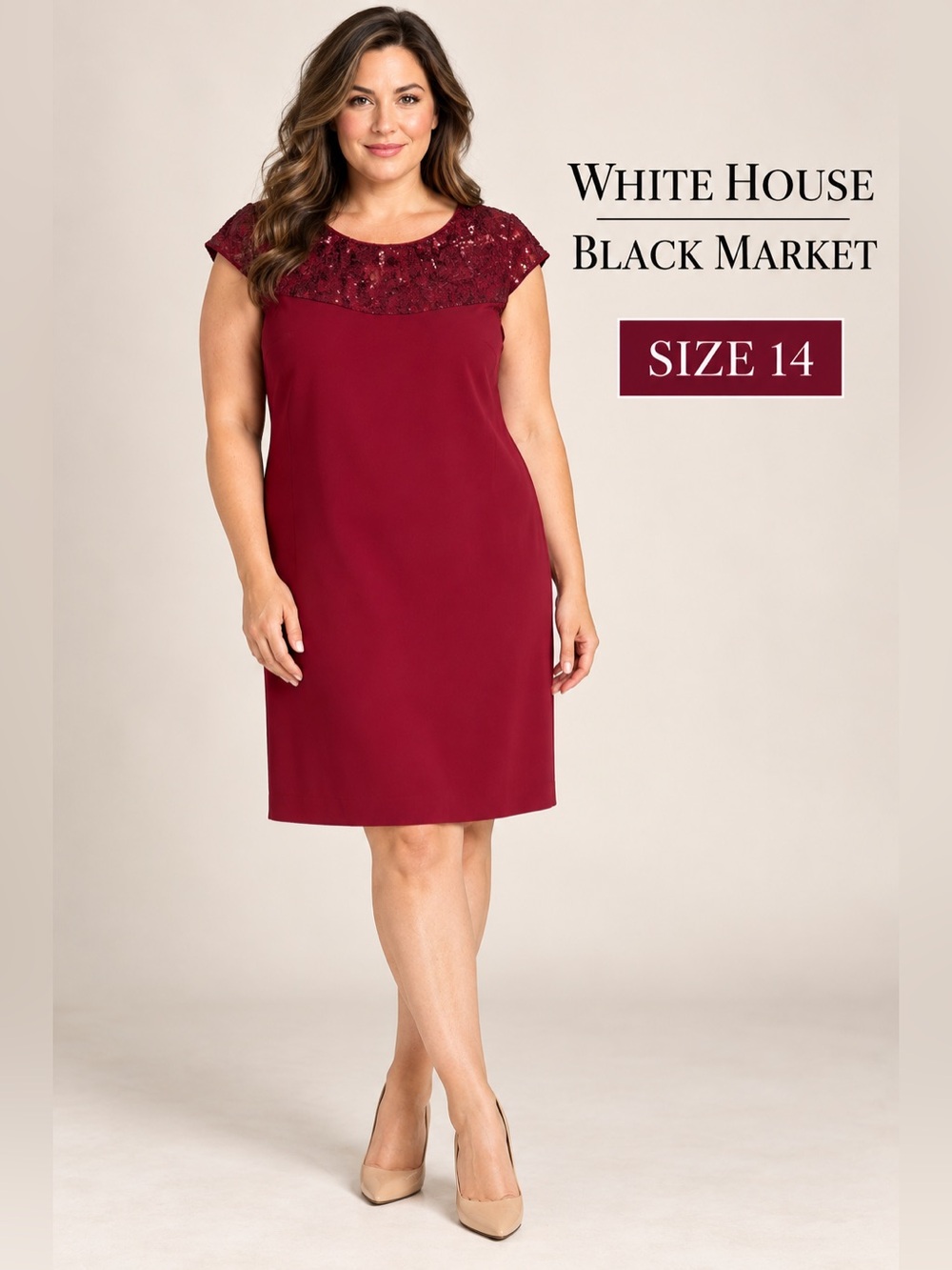White House Black Market Rich Deep Red Dress size 14